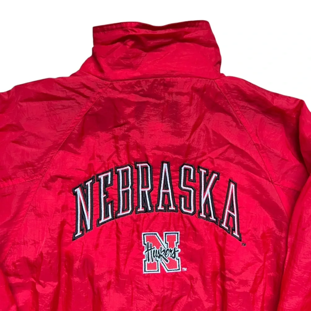 Vintage 90s Logo 7 - Nebraska Huskers Full Zip Windbreaker Jacket Red Large
